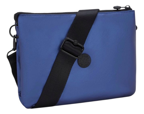 Bolsa Kipling Riri Mujer Maravilla (original) Azul Metálico Lisa Níquel Azul Metálico