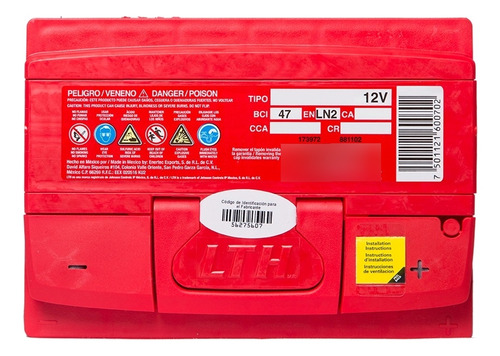 Batería Lth Kia Seltos Ex Pack 2022-2022 - H-47-600