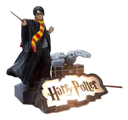 Lampara Harry Potter Y Hedwig Luz Cálida Pintado A Mano 