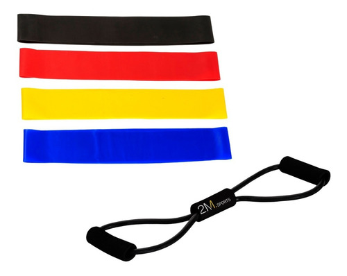 Imagen 1 de 8 de Kit Fitness X5 Bandas Elásticas De Resistencia Set Ejercicio