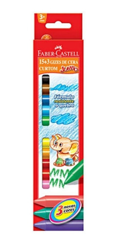 Giz De Cera Curtom 15 Cores + 3 Cores Neon Faber-castell