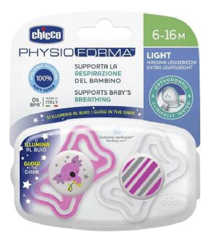 Chupete Chicco Physio Light Con 2 Unidades Rosa De 6-16 M