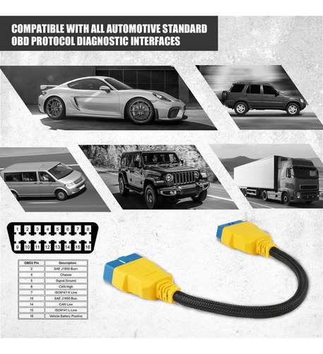 Cable De Extensión Autool Obd2 De 16 Pines, Conectores De Es