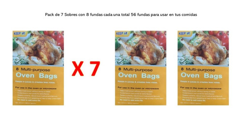 Pack 7 Bolsas Para Horno Y Cocina Oven Bags / 56 Und.