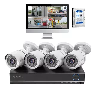 Kit Camaras Seguridad Ip Dvr 8ch + Camaras Ir + Disco 1tb Color Blanco