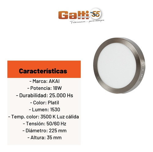 Imagen 5 de 8 de Plafón Led Aplique P/ Ventilador De Techo 18 W Luz Cálida