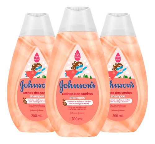 Johnsons Baby Shampoo Cachos Dos Sonhos 200ml (kit Com 3)
