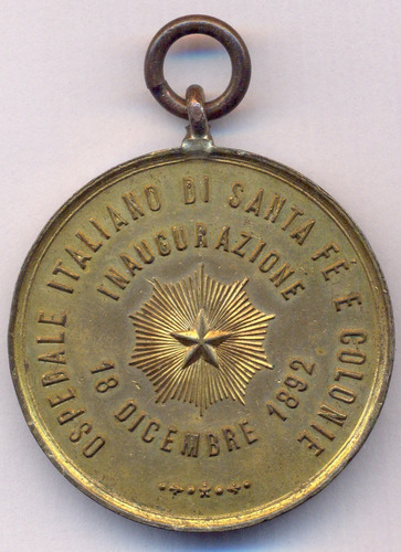 Medalla Santa Fé Medicina Hospital Italiano 1892 Belleza