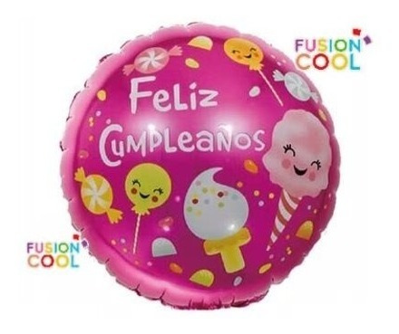 Pack 3 Globos Metalico Feliz Cumpleaños (caramelos) 45cm