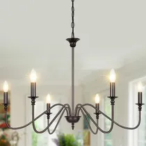 Comprar Candelabro Hierro Forjado Antiguo 6 Luz Para Comedor Sala