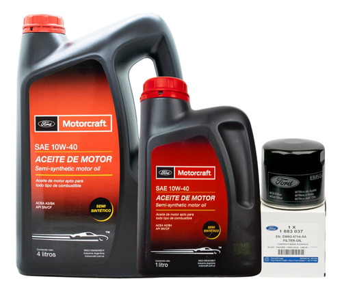 Kit Aceite Semi Sintético 10w40 Motorcraft 5 Litros + Filtro