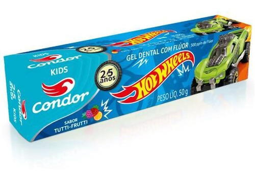 Pasta de dentes Condor Kids Hot Wheels tutti frutti em gel 50g