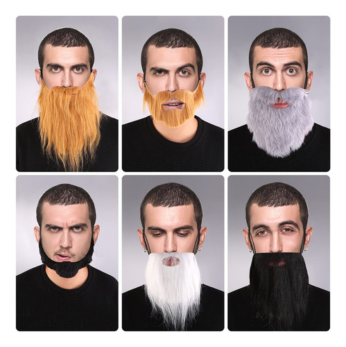 Juego De 6 Barbas Y Bigotes Falsos Para Halloween