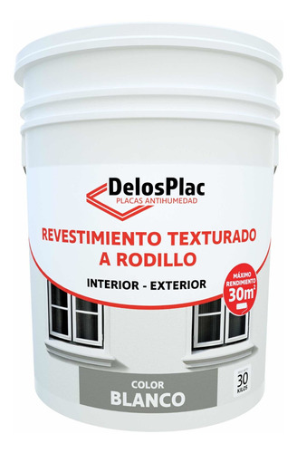 Revestimiento Texturado 30 Lt Impermeable Rodillo Blanco