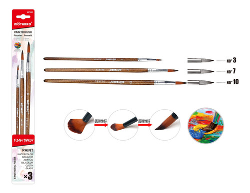 T 3 Pincls Para Pintura Acuarla Acrílico Gouach Olo