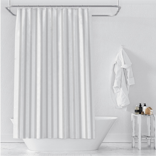 Cortina Baño Tela Teflon Antihongos Con Ganchos Impermeable