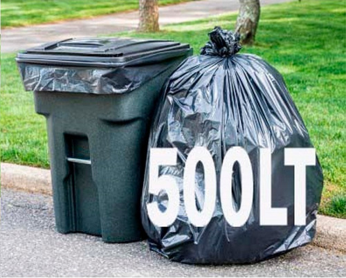 Imagem 1 de 6 de Sacos De Lixo Reforçado Preto 500 Litros Com 100 Unidades