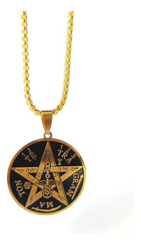 Collar Tetragramaton Negro Con Dorado