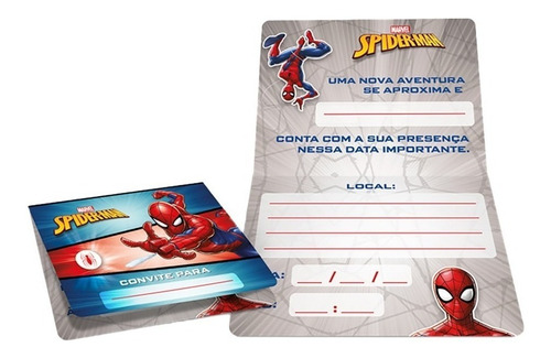 Convite De Aniversário Homem Aranha Animação - 12 Unidades