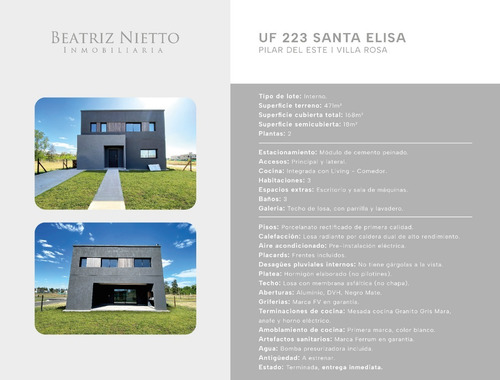 Imagen 16 de 32 de Emprendimiento Casas A Estrenar En Venta | Barrio Privado Santa Elisa En Pilar Zona Norte | Pilar Del Este | Financiación