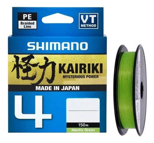 Línea Trenzada Shimano Pesca Kairiki 4 30 libras 150m 0.23mm Color verde