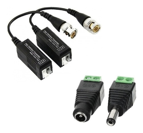 Par De Balun Utp Cctv + Pack Plug Macho Hembra Em