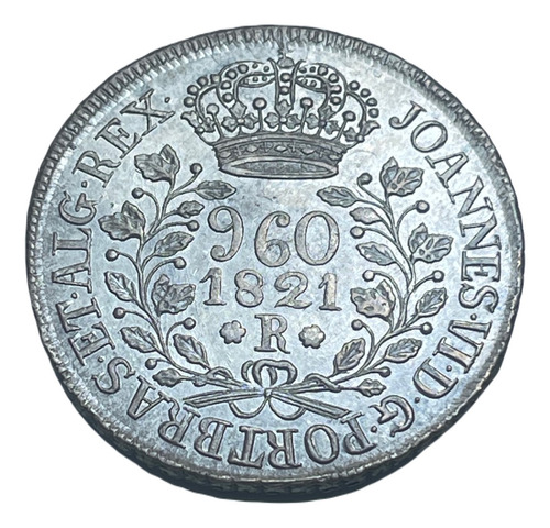 Moeda Prata 960 Réis 1821 Rio V. Ce-27a Disco Próprio