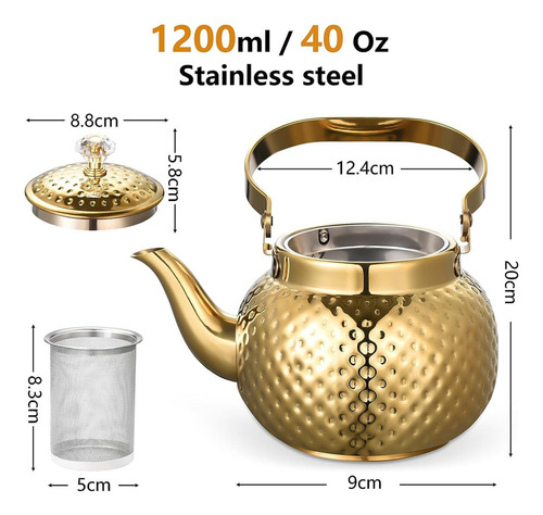 Tetera De Acero Inoxidable Con Infusor De 1,2 L, Tetera Con
