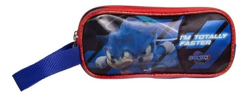 Lapicera Escolar Infantil Ruz Sonic Doble Compartimento Azul Sonic