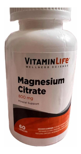 Vitaminlife Citrato De Magnesio 800mg 60 Cápsulas