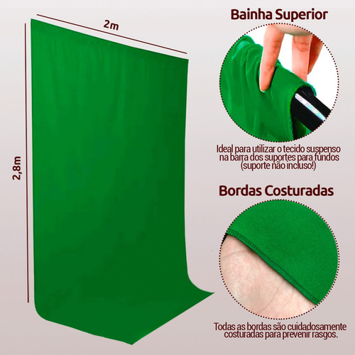 Imagem 3 de 6 de Fundo Infinito 2x2,80m Tecido Chroma Key Verde Para Vídeo