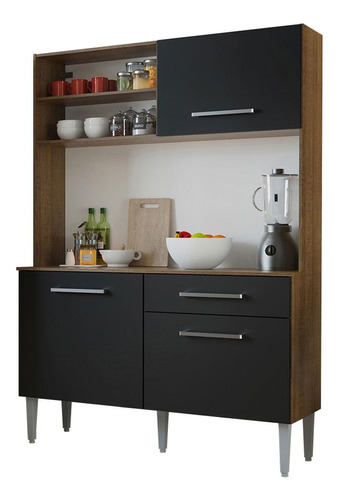 Mueble De Cocina Compacto 120cm Life Madesa Marron/negro