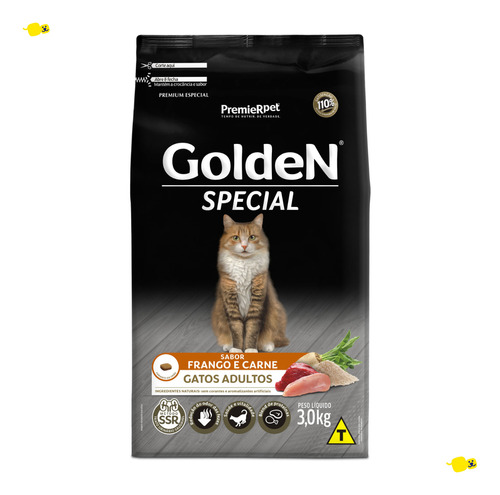 Alimento Golden Special Gatos Adultos 3kg Ração Saudável
