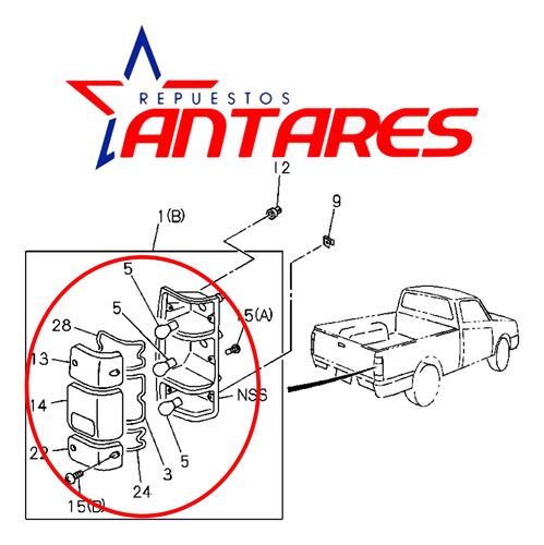 Imagen 4 de 8 de Par Farol Trasero Rh/lh Chevrolet Luv 1989/1996 Borde Negro