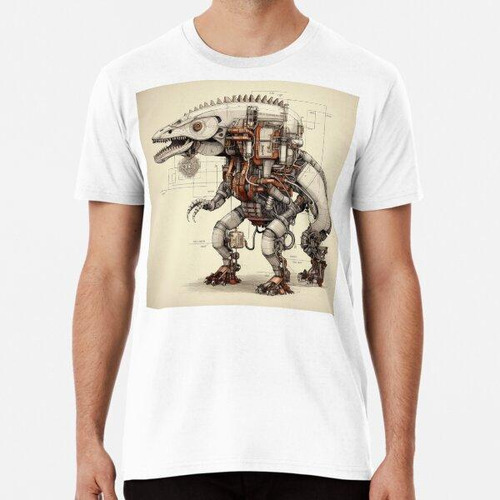 Remera Dibujo Técnico Dinosaurio Robot Algodon Premium