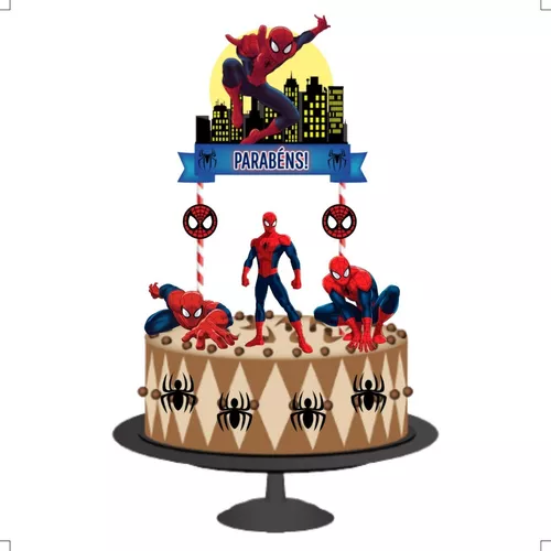 Topo de Bolo Topper Homem Aranha Parabéns - Apollo Festas