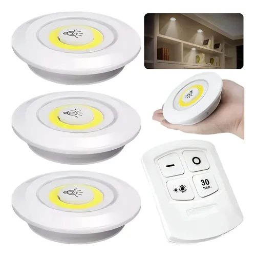 Kit 3 Lâmpada Luminária Led Spot Sem Fio Controle Remoto - R$ 29,99