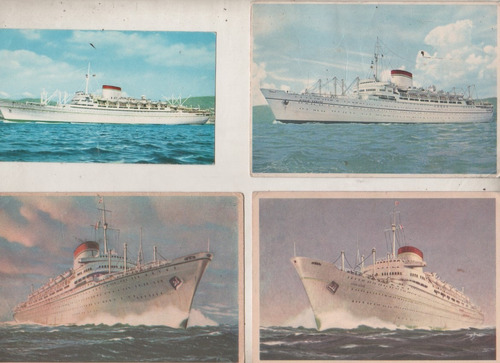 4 Postales Barcos * Italia * Soc De Navegacion * Años 50/60