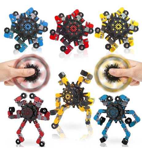 ~? 6pcs Fidget Spinners, Diy Deformable Robot Fingertip Toys
