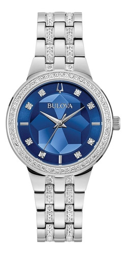 Reloj Bulova Phantom Con Cristales Original Pl/az Dama Color de la correa Plateado Color del bisel Plateado Color del fondo Azul