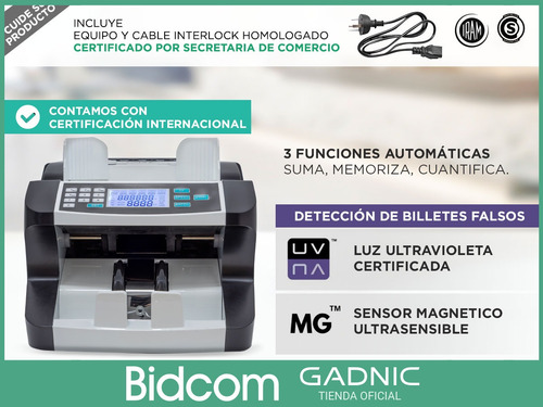 Imagen 5 de 10 de Contadora De Billetes Gadnic Profesional 1500 Billetes