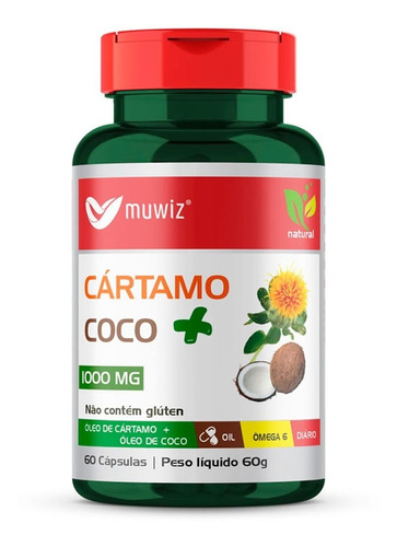 Óleo De Cártamo Com Coco Muwiz 60 Cápsulas 1000 Mg 