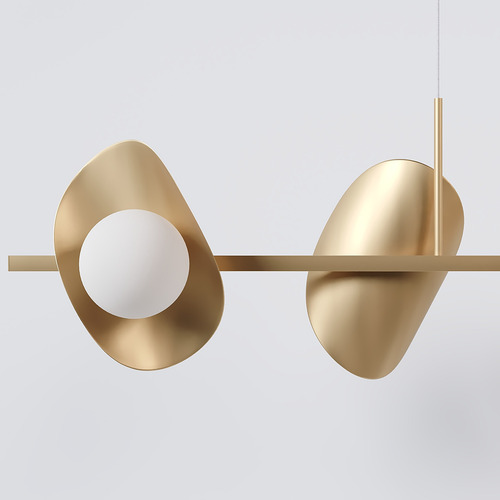 Pendente Calandra Linear Jabuticaba 4 Globos Dourado Fosco