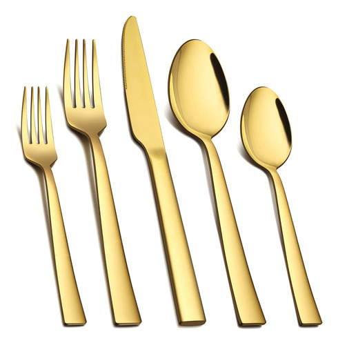 Homikit Juego De Cubiertos Dorados De 20 Piezas Juego De