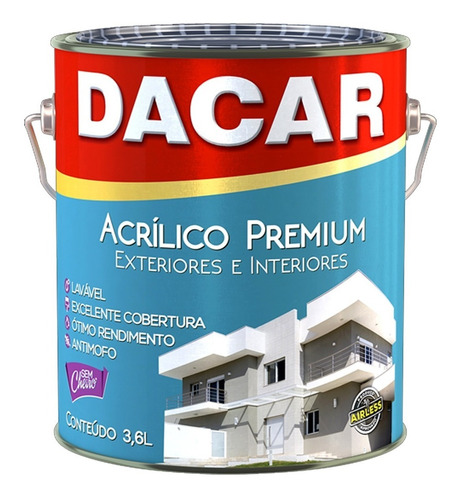 Pintura Latex Acrílico Dacar Premium Interior Exterior 3,6l
