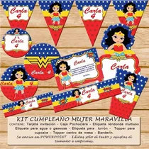 Comprar Kit Imprimible Editable Cumpleaños Mujer Maravilla