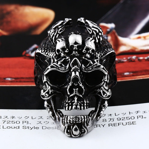 Anillo Acero Calavera Hombre Rock Skull