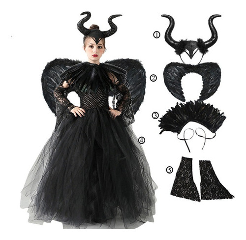 Disfraz De Reina Oscura De Maléfica Malvada Para Niñas