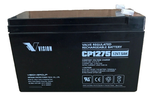 Bateria Vision P/ Alarma Domiciliaria Ups Cp1275  12v 7,2ah