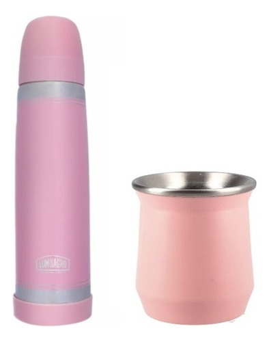 Set Matero Rosa Lumilagro + Mate Acero Inox 160ml + Bombilla